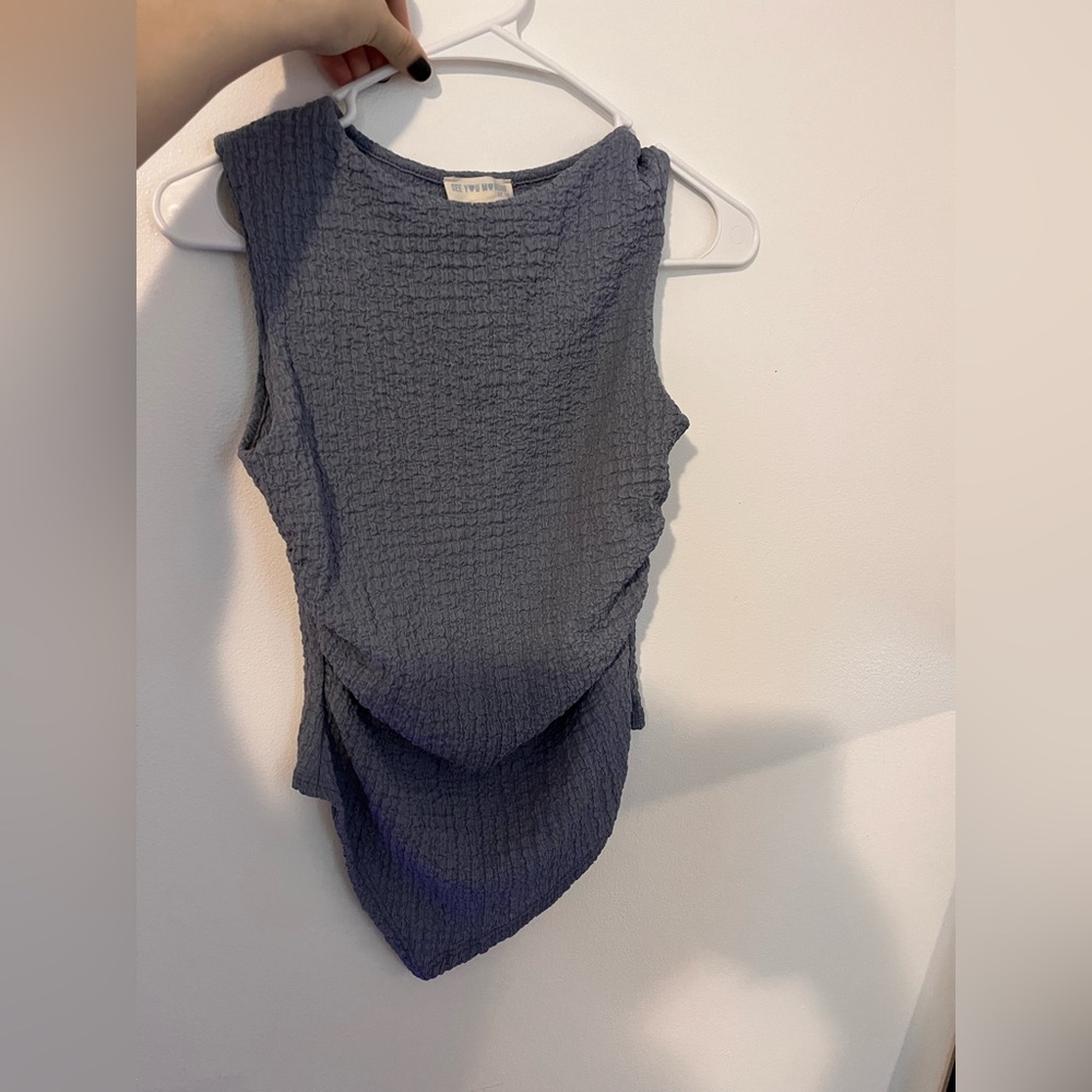 See You Monday Textured Tank Top in Gray